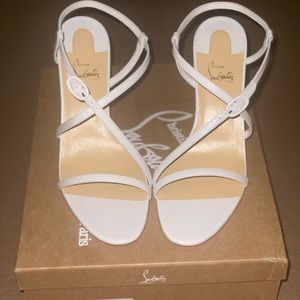 BIANCO CHRISTIAN LOUBOUTIN WHITE SANDEL SIZE 42